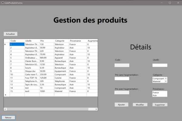 Gestion de produits